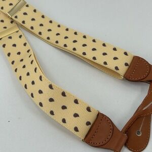 "Vintage Style Yellow Paisley Suspenders Button Braces Leather Ends Adjustable"